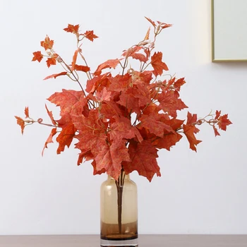 10 Kývající Maple Leaf Kytice Umělé Rostliny Zahradní Keře Umělá Tráva Podzim Listí Na Svatbu, Vánoce, Den Díkůvzdání Dekor