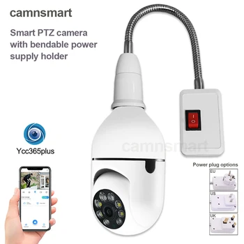 3MP Ycc365 Mini Wi-fi Bezpečnostní Kamera s E27 Ohebný Žárovka Socket HD Barevné Noční Vidění Dva Způsob, jak Mluvit Snadná Instalace Domácí Monitor