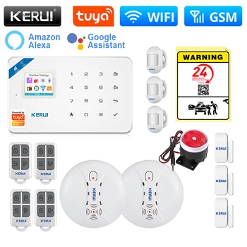 KERUI W181 Domácí Bezpečnostní Alarmy BEZDRÁTOVÉ GSM Alarm Podporu Alexa Google Domov Tuya Inteligentní Čidlo Pohybu Detektor, Senzor otevření Dveří Siréna