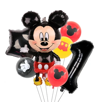Mickey Mouse Fóliové Balónky 1. Narozeniny Minnie Party Dekorace Děti Ballon Číslo 1 Globos Miminko Konfety Latexové Kuličky