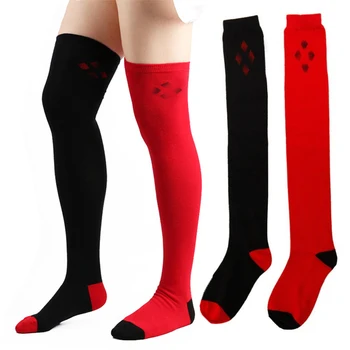 Módní Comic Nad Kolena Vysoké Ponožky Dívka Bavlněné Černé A Červené Ženy Oblečení Punčochy Halloween Cosplay Novinkou Dlouhé Ponožky
