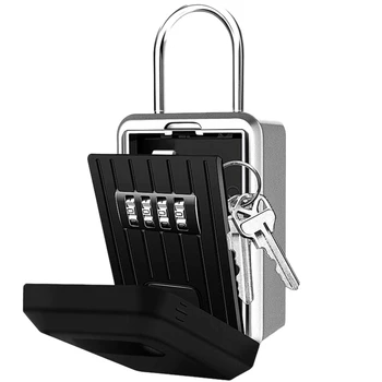 Maloobchodní 4-Místné Klíč Kombinace Lock Box na Stěnu Zámek Box odolný proti Povětrnostním vlivům Nastavitelná Přenosná Skříňka (s vodotěsným Krytem)