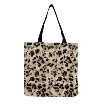 Móda All-Match Leopard Prining Tašky Tote Velká Kapacita Skládací Povlečení Faric Taška Nový Trend Vlastní Vzor Tašky pro Ženy 2020