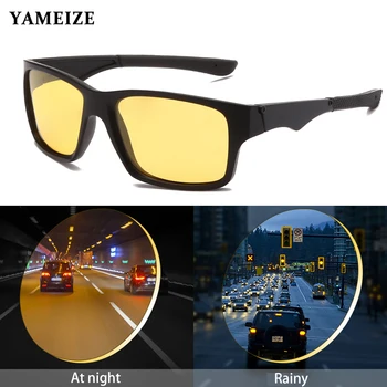 YAMEIZE Řidiče, Noční Vidění Brýle Muži Polarizované sluneční Brýle, Ženy Proti Oslnění Auto Řidičské Brýle Žluté Čočky, Brýle UV400