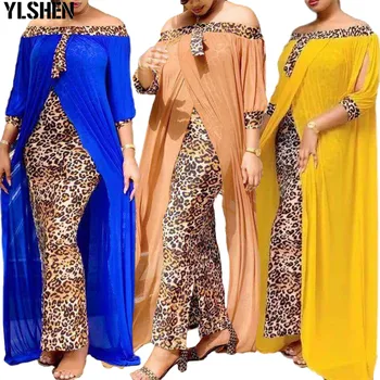 Dlouhé Maxi Šaty Vánoční 2020 Župan Africký Tisk Šaty Pro Ženy Plus Velikosti Oblečení Sexy Leopard Denní Večerní Party Šaty