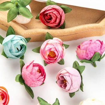 Umělé Květiny 100ks Velkoobchod Domácí Dekorace, Scrapbooking svatební Svatební Hedvábné Čajové Růže Bud Vánoční Věnec Diy Candy Box