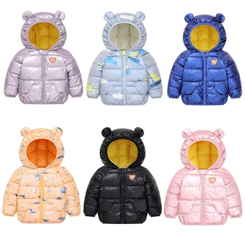 1-5 Let Dívky Zimní Bundy Dětské Oblečení Baby Kreslené Bundy Kojenecké Batole Bundu Kluci Lehký Bavlněný Kabát