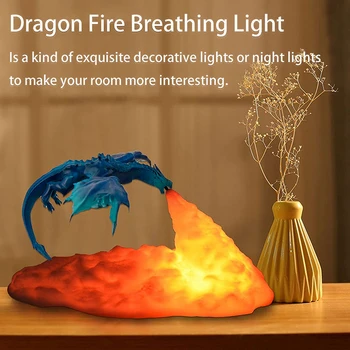3D Tištěné Oheň Dýchání Drak Tvar Dobíjecí Lampa Noční Světlo Pro Děti Místnosti, Ložnice Zvířecí Dekorace Náladu Měkké Světlo