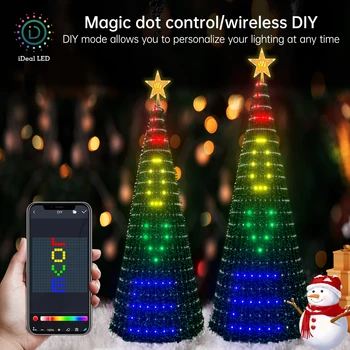 2023New Vánoční Strom Zavírače Světla Multicolor Víla LED Hvězdné Řetězec Vodopád Xmas APP Bluetooth Domácí Loděnice Dovolenou Dekor DC5V