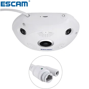 ESCAM Fisheye Camera Support VR Box QP180 960P IP WiFi Kamera 1.3 MP 360 ° Panoramatické Infračervené Noční Vidění Kamery