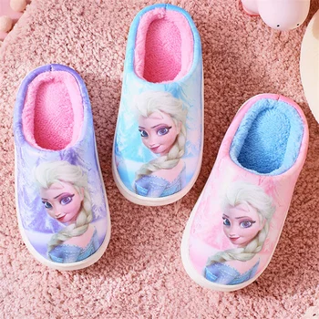 Disney Frozen Princezna Elsa Domácí Pantofle plyšové Návrhář Děti plaform Teplé Boty Skluzu na Dítě Dítě Dívky Boty Byty