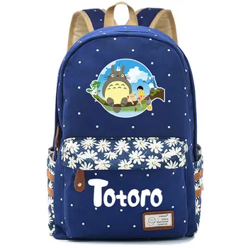 Anime Totoro Plátno Tmavě Modrý Batoh Student Školní Tašku Vysoce Kvalitní Teenger Packsack Ležérní Unisex Batoh Cestovní Notebook Bag